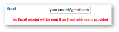 A valid email is required to receive a receipt.